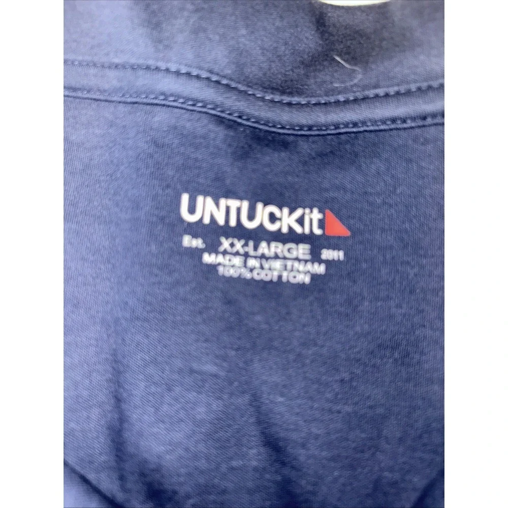 Untuckit Mens Medium Blue Stretch Knit Golf Polo Short Sleeve 100% Cotton‎ 2XL